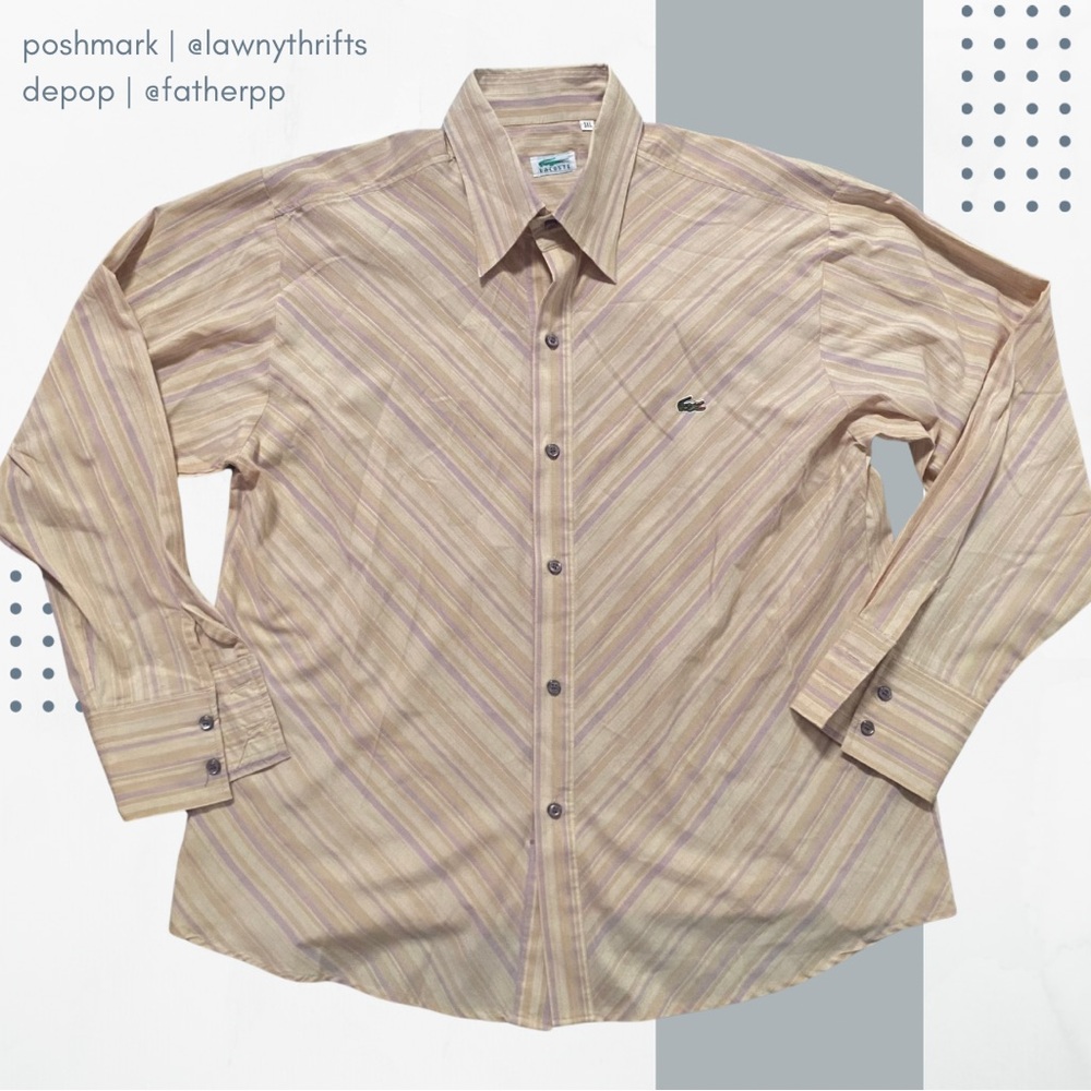 Lacoste Men's 3XL Striped Button Down Shirt